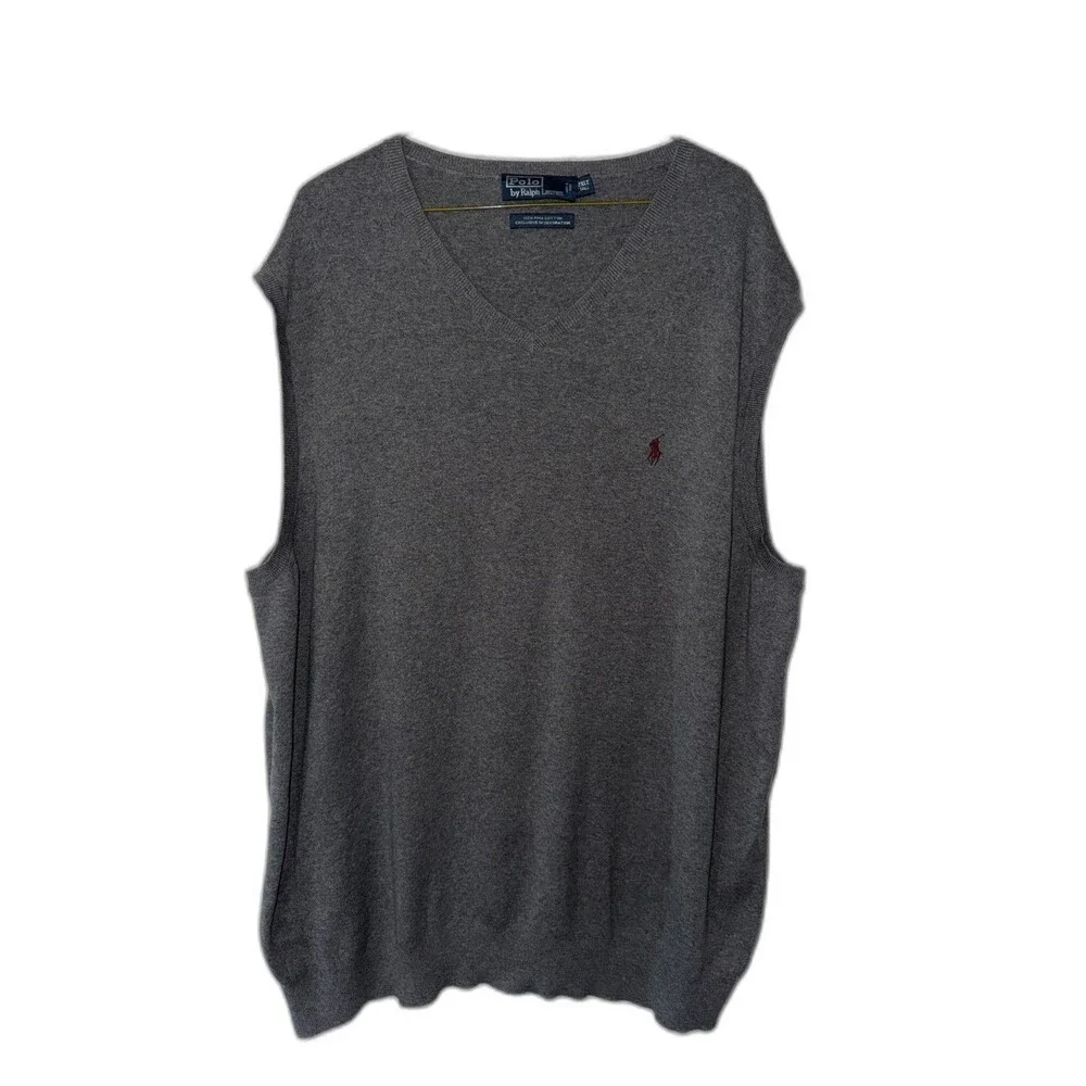 Polo Ralph Lauren Big And Tall Pima Cotton V-Neck Sweater Vest  2XLT 2X TALL